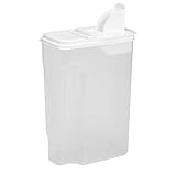 Buddeez Large Food Storage Container - 8 Quart Pantry Buddy, All Purpose Clear Kitchen Organization and Storage - Cereal, Flour, Sugar, Rice Dispenser, EZ Pour Spout and Easy Grip Handle (White Lid)