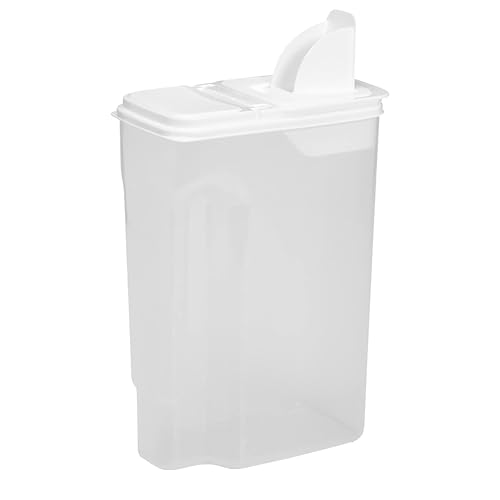 Buddeez Large Food Storage Container - 8 Quart Pantry Buddy, All Purpose Clear Kitchen Organization and Storage - Cereal, Flour, Sugar, Rice Dispenser, EZ Pour Spout and Easy Grip Handle (White Lid)