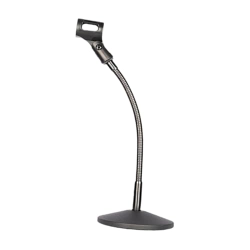 Support de micro col de cygne predolo avec base ronde noire pour bureau