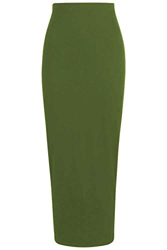 Janisramone Mujere Señoras Llanura Midaxi Jersey Bodycon Tube Lápiz Verano Casual Palangre Maxi Midi Falda Cover