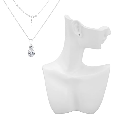 Cyrank Présentoir à Bijoux, Collier en Résine Mannequin Boucle d'oreille Présentoir Blanc Boucle d'oreille 7.1x5.1in Mannequin Présentoir à Bijoux Buste Porte Bijoux pour Collier, Boucles d'oreilles