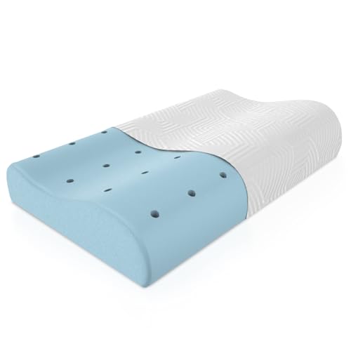 Image of Orista Advance Gel Blended Contour Memory Foam Pillow | 2 Year Warranty |Orthopedic Neck & Shoulder Support Pillow for Sleeping | Improves Posture & Spinal Alignment | 23 x 14 x 4.5 Inch | Set of 1