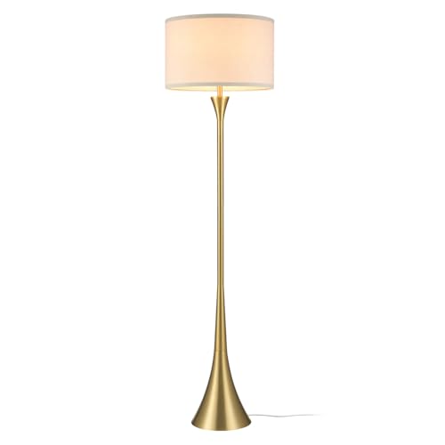 Globe Electric 61000150 60" Floor Lamp, Antique Brass Finish, Beige