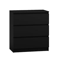 WHATSIZE ENTERPRISE Chest of Drawers for Bedroom, 3 Drawer Black Dresser with Contemporary Design, Tall Storage Cabinet for Clothes, Bedroom Furniture, Easy Assembly