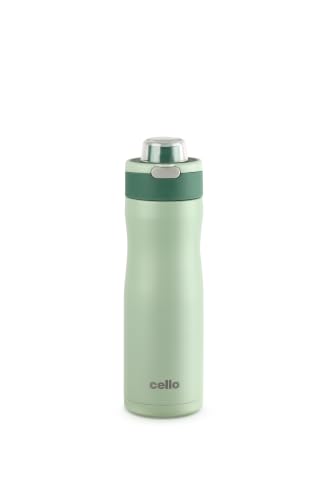 Image of CELLO Duro Hydrene Hot and Cold Stainless Steel Flask for Office 850 ml Green | Double Wall Vacuum Insulated Spill Proof Leak Proof Easy Press Open Sipper Water Bottle for College Gym Travel & Biking