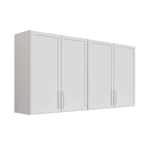 FIMELLO 60' Laundry Room Wall Cabinets with Adjustable Shelf, Large Wall Storage Cabinet, White Wall Cabinet with Doors, Upper Kitchen Cabinet, Cabinets for Laundry, Bathroom, Kitchen -White