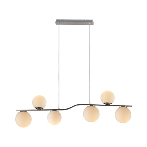 Lindby Esstisch Pendelleuchte Glas weiß, Hängeleuchte Esszimmer 6x E14...