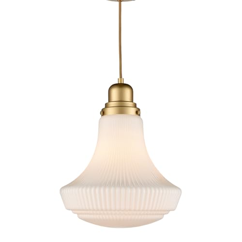 CLAXY Modern Gold Pendant Light Milk Glass Hanging Kitchen Pendant Light Fixture Dimmable...