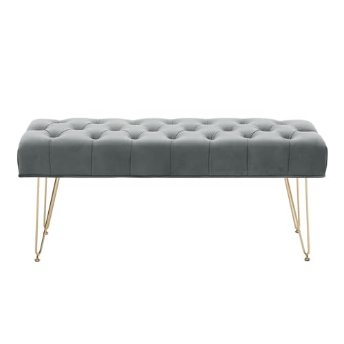 DSFIHJO Reposapies Sofa Reposapiés con Patas cromadas Doradas, Gris Puff almacenaje
