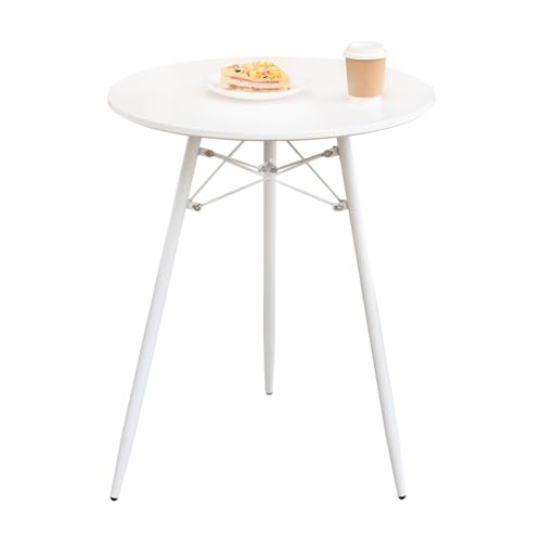 H JINHUI Runder Esstisch - Moderne, Schlichte Esszimmermöbel, 60 cm Weiß, Frühstückstisch, Küchentisch, Runder Tisch für Wohnzimmer, Büro, Lounge, Küche
