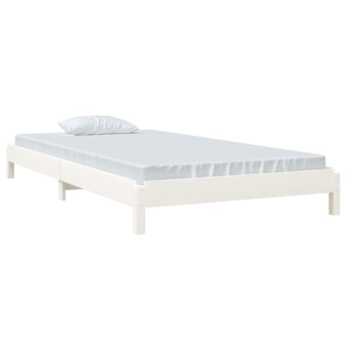 vidaXL Cama Apilable Somier Individual Dormitorio Base Habitación Muebles Mobiliario Hogar Cuarto Descanso de Madera Pino Maciza Blanco 90x190 cm
