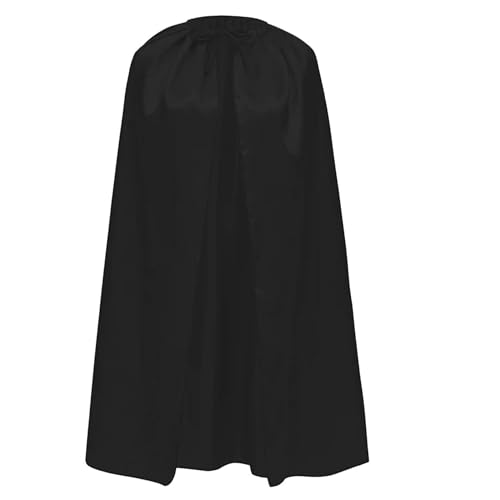 Cape Satin Brillant pour Adolescent et Adulte - Homme et Femme - Superman Batman Flash (S/90 cm, Noir)