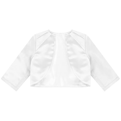 Kids Girl Satin Short Jacket Shrug Cropped Cardigan Flower Girl Dress Cover up Communion Bolero3