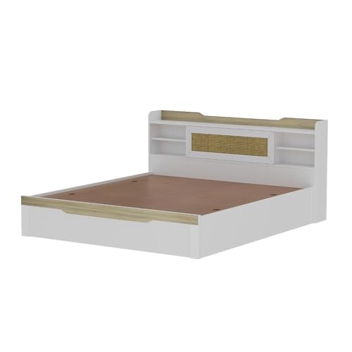 Image of Wakefit Bed | 3 Yr Warranty | King Size Bed, Comes with Storage Box, Noise-Free, Density: 680-750 kg /m, Termite & Borer Resistant, Fits Mattresses Up to 8 inches (Halos 78 x 72 - Frosty White)