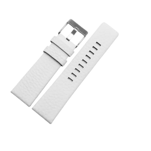 BoBoHome Flexibles Echtes Leder Armband Austauschbar Wasserdicht Farbenfrohes Ersatzarmband Zubehör für Diesel DZ1657 DZ4323 DZ7313-Weiß 26mm