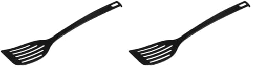 Fackelmann Schlitzwender Nero – Hitzebeständiger Kunststoffwender, 320x66x12mm, Spülmaschinenfest, Schwarz, Made in Germany (Packung mit 2)