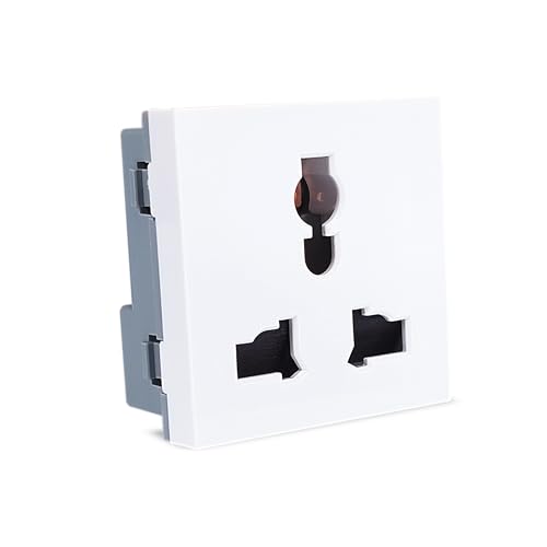 Image of MX 3 Pin Universal Socket with Shutter | 2 Module, 45x45 mm Modular Wall Plate | 6A /13A 250V Electrical Socket | Child Safety, Durable, Compatible with Standard Modular Boxes