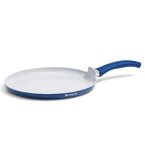 Image of Wonderchef Natura Ceramic Dosa Tawa for Cooking, 28cm, Non-Toxic Chemical-Free Coating, PFOA /PFAS-Free, for Kitchen, Scratch-Resistant, Gas & Induction Compatible, 2-Yr Warranty, Teal Blue