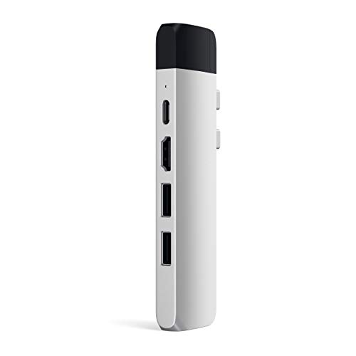 Image of Satechi Type-C Pro Hub Adapter with Ethernet - 4K HDMI, USB-C PD, Gigabit Ethernet, USB 3.0, Micro SD Card Slot - for M2 / M1 MacBook Pro /Air (Silver)