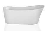 Empava 67' Luxury Contemporary Bathroom Freestanding White Acrylic Bathtub Soaking SPA Tub Drain and...