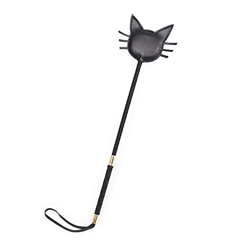 TONIJAWES 50cm Schwarz Katzengesicht Peitsche, Gerten Gerte Reitgerte Pferd Flogger Peitsche Weich Whip Cover