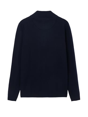 Quarter-Zip 100% Merino Wool Sweater for Men Mock Neck Pullover Contrast Trim Casual Long Sleeve Knit Tops2