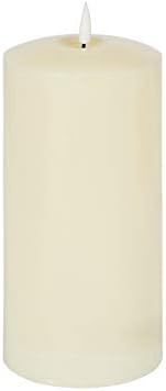 Lights4fun Medium TruGlow® Chapel Candle Pillar Battery LED Flameless with Timer 20cm Real Ivory Wax