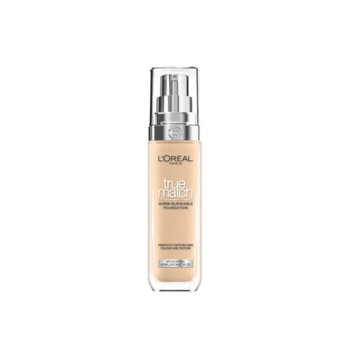 L'Oréal Paris Foundation for Face, Skincare Infused with Hyaluronic Acid, True Match Hydrating Liquid Foundation for All Skin Tones, SPF 16, 4.5N True Beige, 30ml