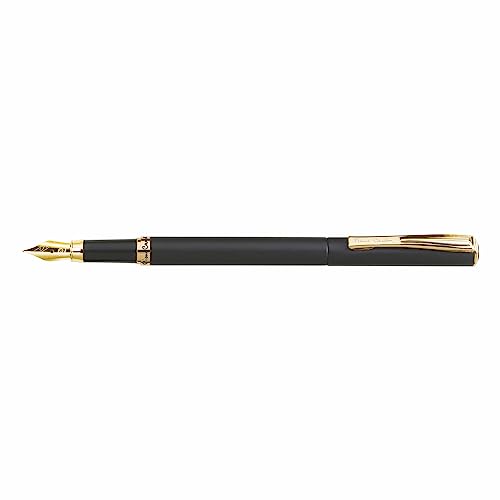 Caneta Tinteiro Pierre Cardin Golden Eye Preto Fosco GT Fina