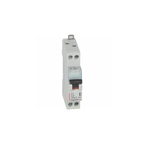 407695 Disjoncteur unipolaire + neutre 4A - 1P+N Courbe C - 6/10kA - À vis - Legrand DX3