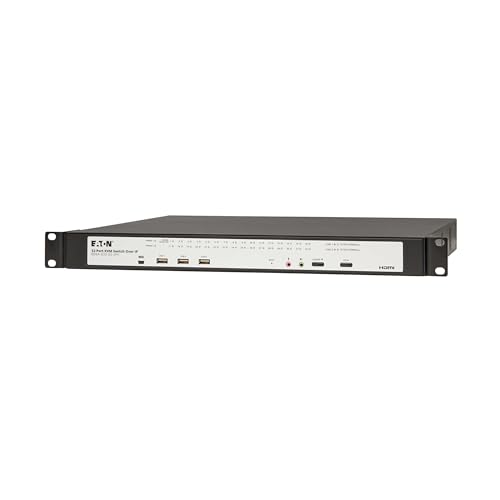 Image of Eaton 32-Port Rack KVM Over IP Switch, Cat5 /Cat5e, Virtual Media Connection, 2 Remote /1 Local User, Free Software, VGA or HDMI KVM, 1U Rackmount, TAA Compliant, 3-Year Warranty (B064-032-02-IPH)
