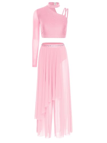 Costume danse lyrique extensible à strass et pantalon fluide pour chorégraphie - 3