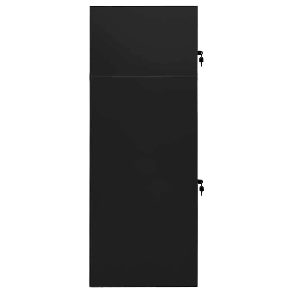 Sattelschrank aus Stahl 53x53x140 cm Schwarz für Reitsportausrüstung, Abschließbarer Spind mit 2 Fächern für Stall und Sattelkammer