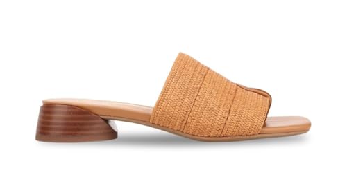 Image of Franco Sarto Loran Stacked Heel Slide Dress Sandals, Tan Raffia, 6M (US)