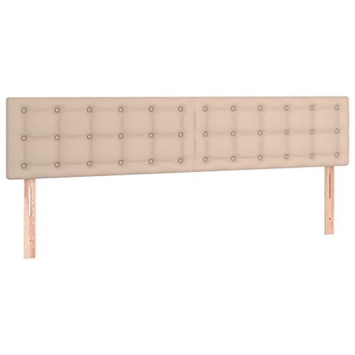 Foknhdi Cabecero de piel sintética, 160 cm, altura regulable, diseño de tachuelas, acolchado, fácil de limpiar