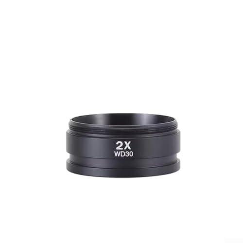 Eawfgtuw Para microscopio estéreo trinocular 0.5X 0.7X lente de objetivo auxiliar con diámetro de montaje de 48 mm para microscopios estéreo, lente de vidrio negro (2.0X)