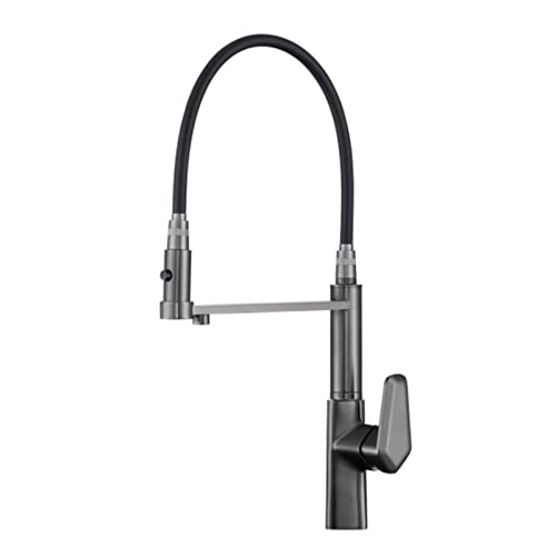 Robinet de cuisine rotatif eau chaude froide laiton gris pour évier moderne