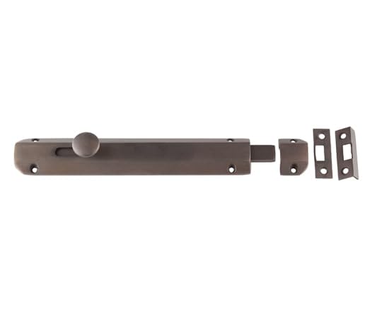 Kooples Hardware Architectural Slide Door Bolts – Heavy Duty Straight Slide Bolt for Doors, Gates & Cabinets – Modern Brushed or Polished Finish with Screws Included (Dark Bronze, 200x35mm)