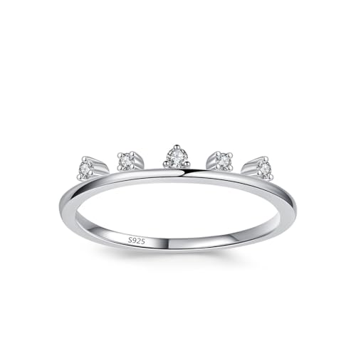 Bague à cinq pierres en argent 925 et oxydes de zirconium blancs de haute joaillerie