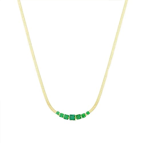 Collier en Acier anti décoloration fini les bijoux qui noircissent avec cette pierre verte