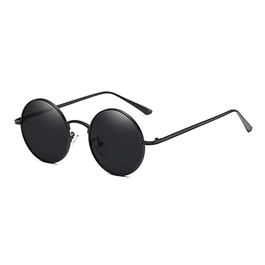 Long Keeper Retro Gafas De Sol Redondas para Hombre Mujer Gafas Redondas Pequeñas John Lennon Vintage Estilo Lentes UV400 Protección, 45mm
