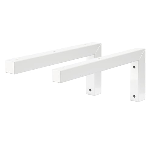 ML-Design 2er Set Wandkonsole Winkel L-Form für Waschtisch, 350x150 mm, Weiß, Stahl, Design Waschtischhalterung, Wandhalterung für Waschtischplatte Waschbecken, Konsolenträger Regalträger Regalhalter