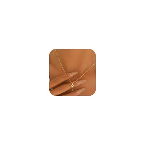 UMIAFE Key Pendant Gold Necklaces For Women Plated 14K Gold S925 Sterling Silver Chain Cubic Zirconia Chocker Keys Charm Friendship Necklace Trendy For Women Lover Birthday Jewelry Gifts