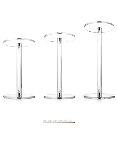 Qwork Round Acrylic Display Stand, Premium Clear Round Riser Stands, Set Of 3 #TOP6