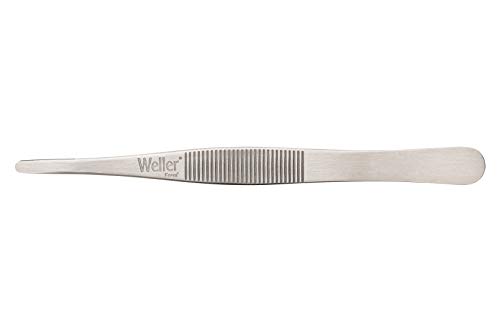 Weller Erem 21SA120 Tweezers with Large, Flat, Round Tips, with Inside and Outside Serrations, 120 mm, Silver - Image 2