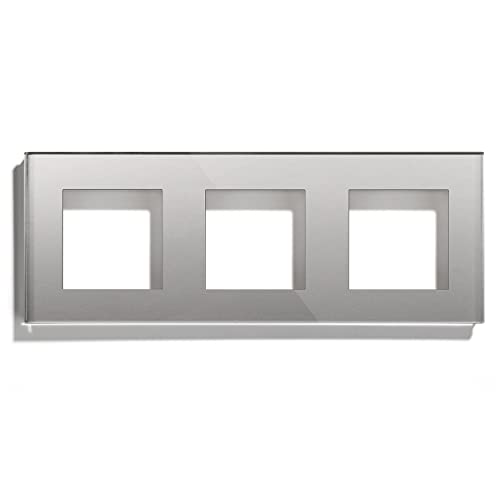 BSEED Rahmen Glasrahmen Panel für Lichtschalter und Steckdose Kristall Glasscheibe für Wandlichtschalter und Steckdosen Grau 228mm