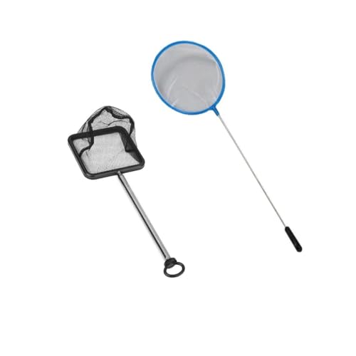 Forminda 2Pcs Aquarium Fischnetz, Garnelen Fangnetz,Mini Fischernetz Mit Teleskopstangen Griff und EIN Kleines Fischernetz, für Aquarium Seen Teiche