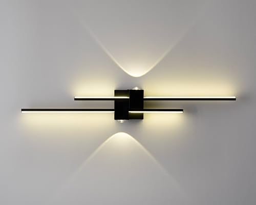 DEYNITE Black Wall Sconces Modern LED Bathroom Vanity Linear Wall