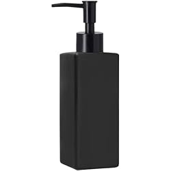 Dispensador De Liquidos De Vidrio Dispensador de jabón líquido para manos hecho de vidrio negro mate, BIKALAN 350 ml - Dosificadores cuadrados y recargables para cocina y baño