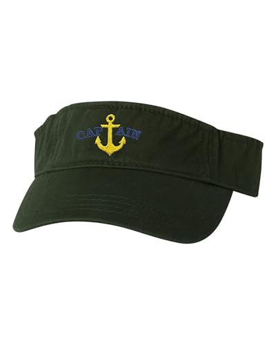 Image of Go All Out Adult Blue Captain & Yellow Anchor Embroidered Visor Dad Hat